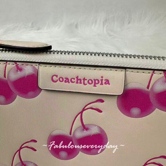 Coach Turned Pretty™ Small Wavy Shoulder Bag In Coachtopia Leather Cherry Print - Picture 5 of 12
